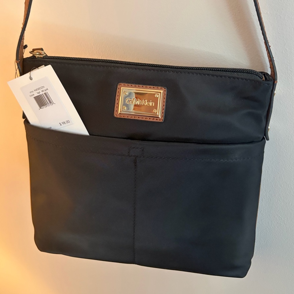 Calvin Klein Black & Gold Nylon Crossbody